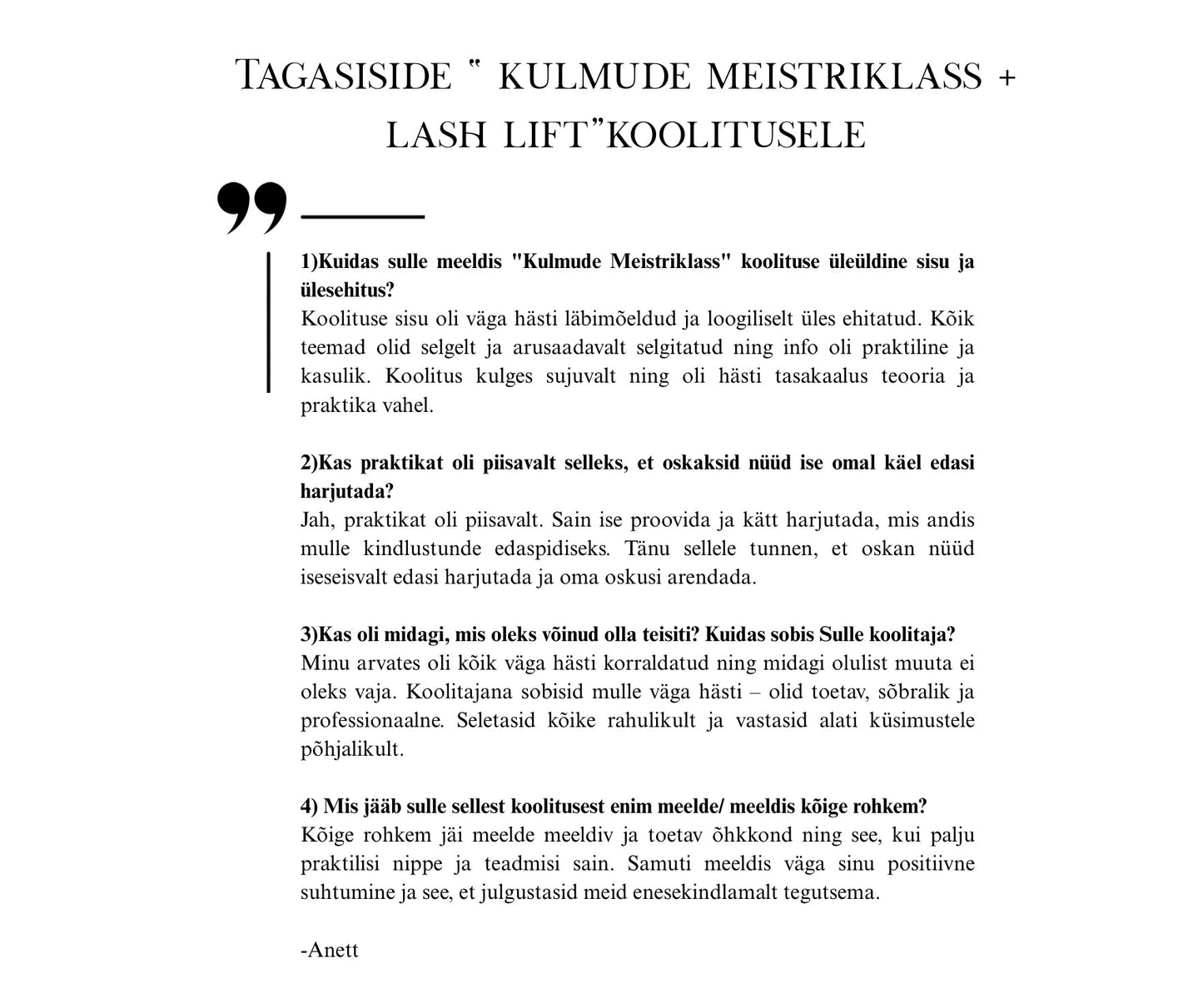 Lash Lift - Ripsmete lamineerimise koolitus