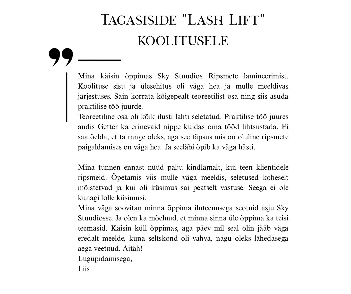 Lash Lift - Ripsmete lamineerimise koolitus